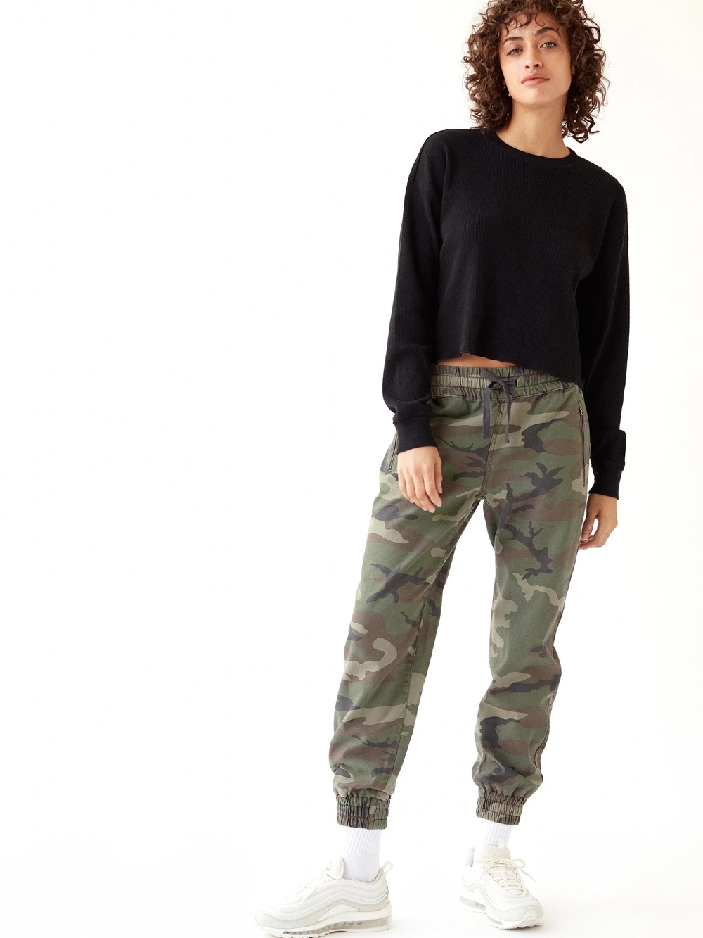 Aritzia TNA Alix Utility Zip Pocket Cropped Pants XS | High Rise 100% Cotton